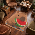 Irregular capybara rug capybara inspired cafe