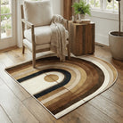 Beige boho bohemian style rug living room