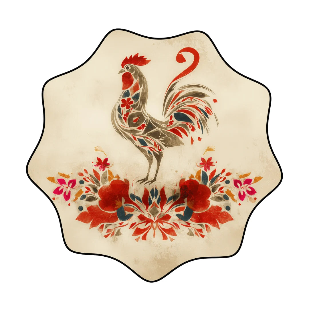 Rooster style rug patio balcony