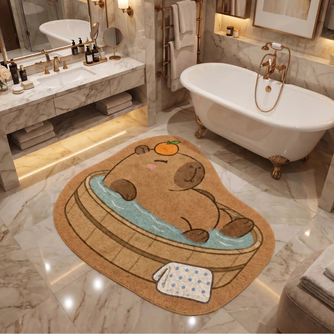 Capybara style rug bathroom