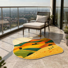 Colorful irregular rug, patio, balcony