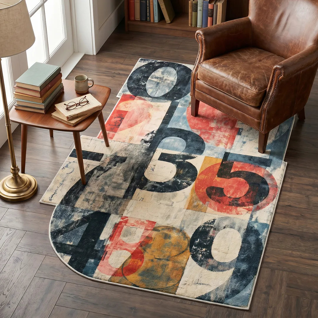 Johns inspired abstract rug living room