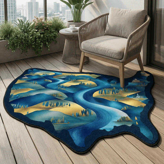 The Endless Valley - Irregular USA Map Rug | 4 x 2.5 ft | Patio & Balcony