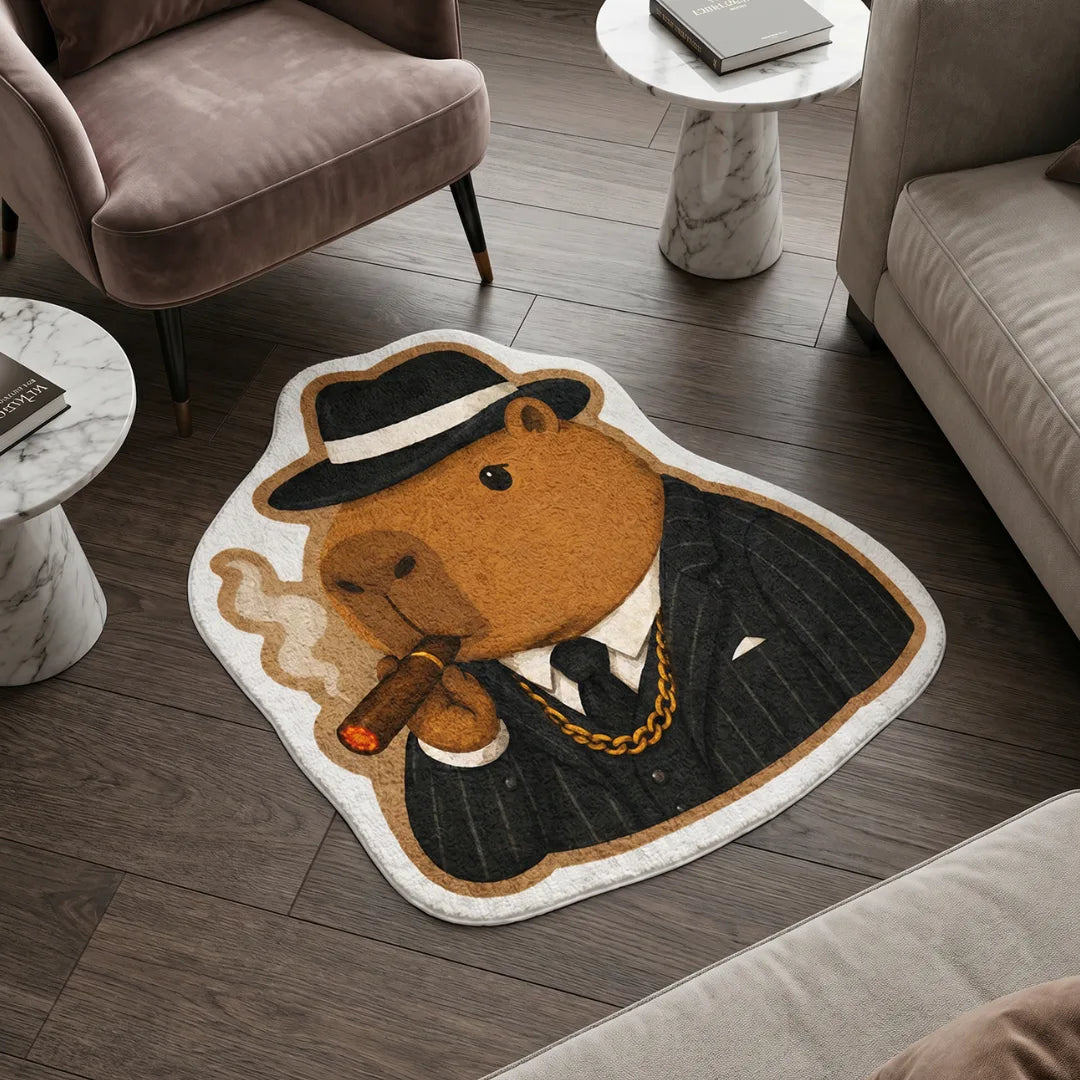 Capybara style rug living room