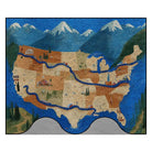 The Gentle Route illustrated USA map rug with winding river and scenic details in soft blue tones
