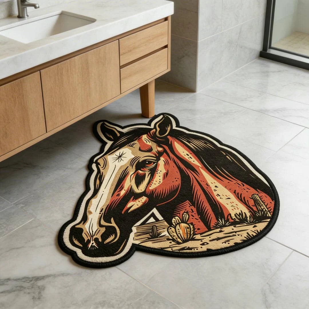 Irregular western style rug bathroom