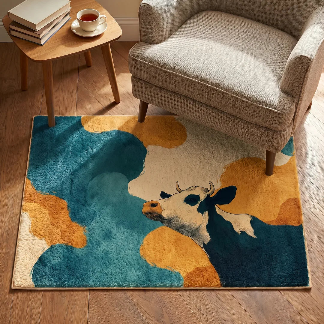 Irregular colores rug reading nook