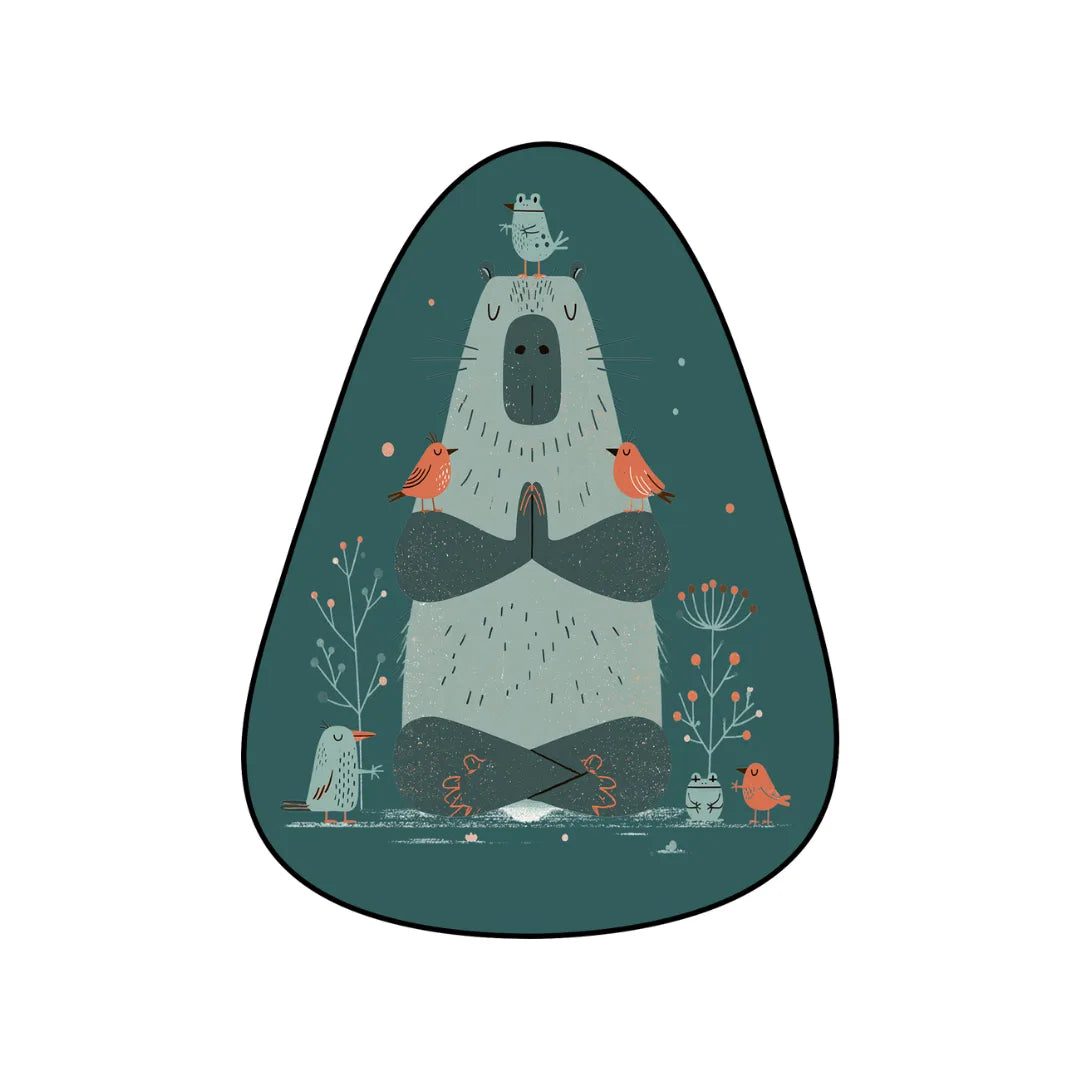 Irregular capybara rug reading nook