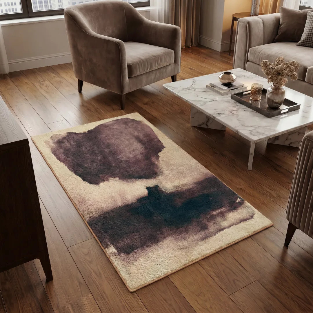 Rothko inspired abstract color rug living room