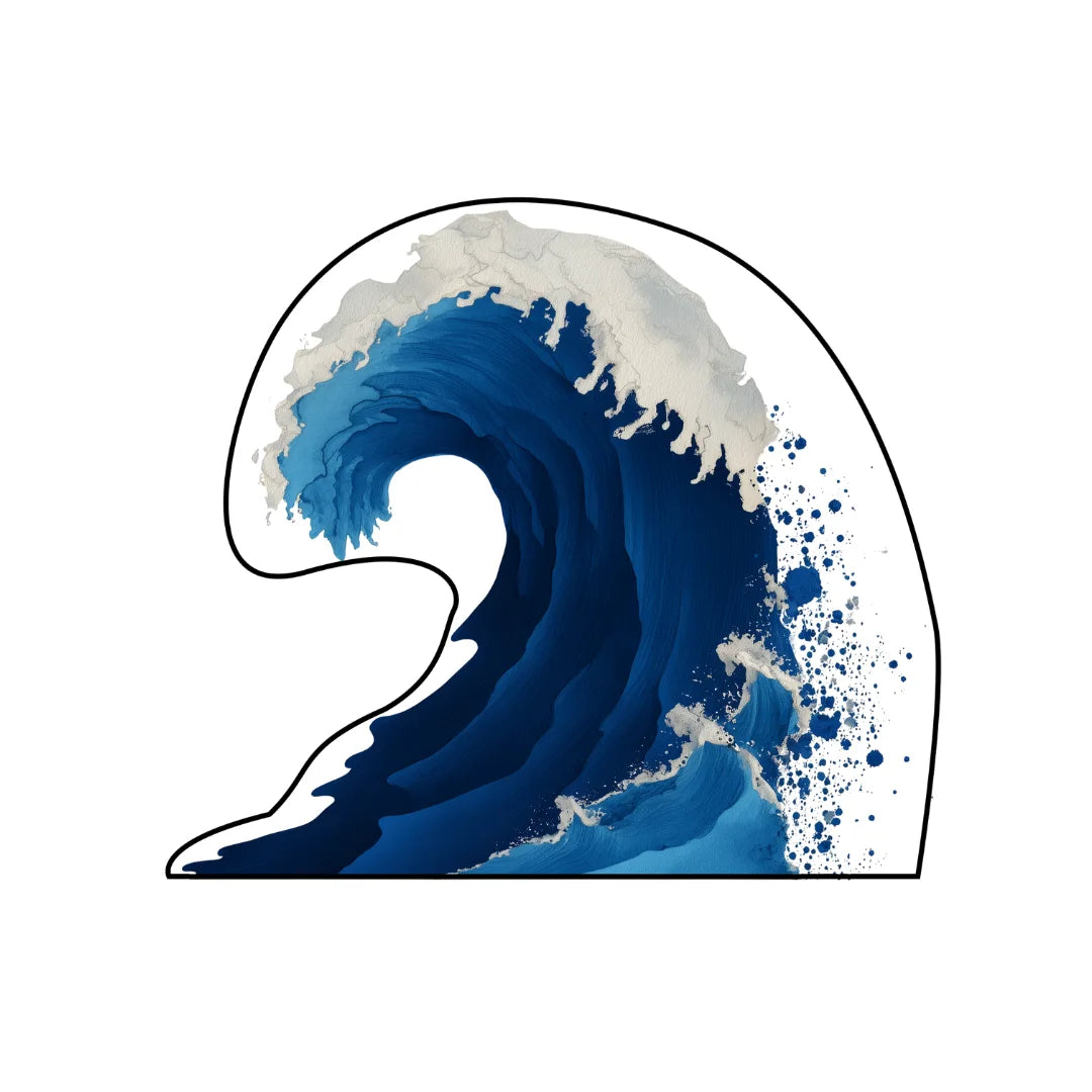 Irregular blue wave rug bathroom