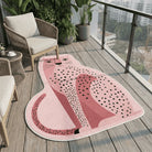 Irregular pink leopard rug patio balcony