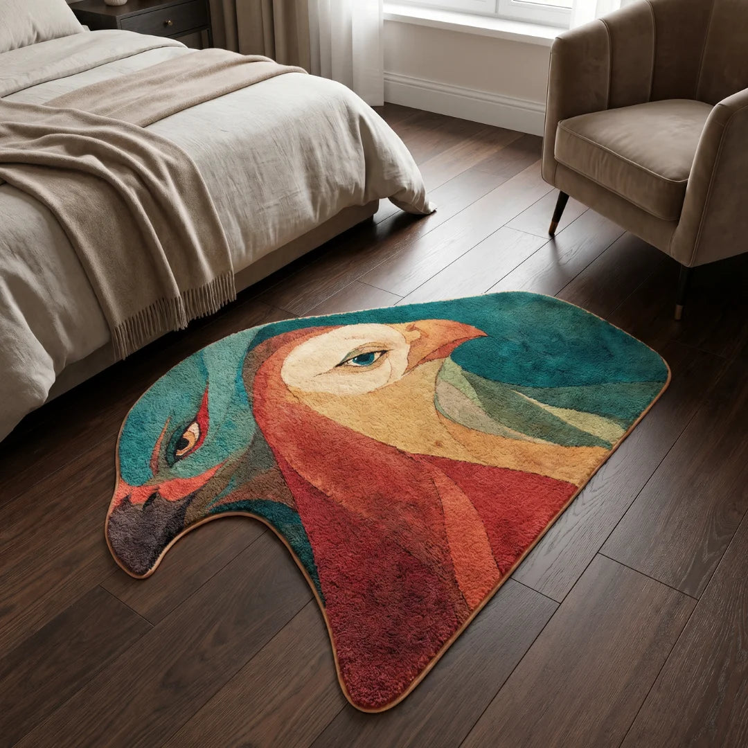 Irregular colores rug bedroom
