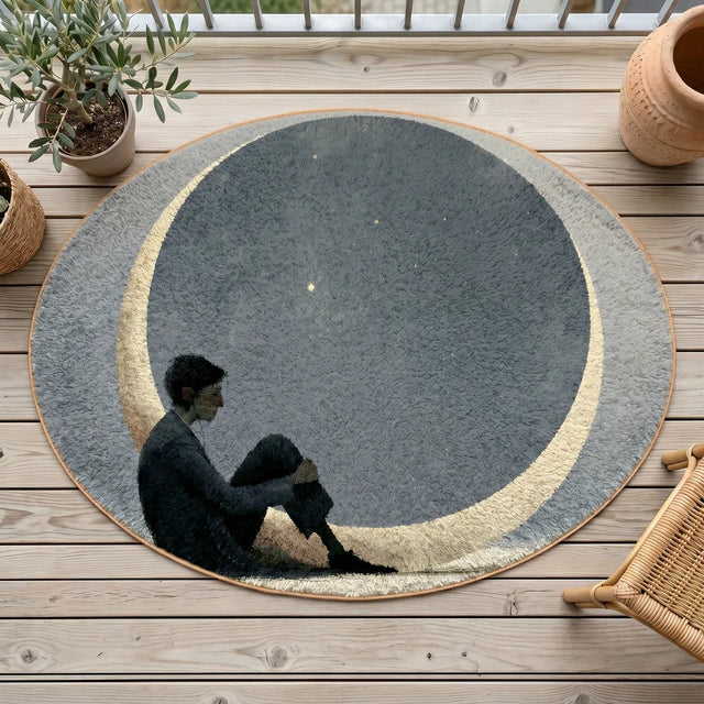 Under a Small Sky – Melancholy Style Rug | 6 x 5 ft | Patio & Balcony