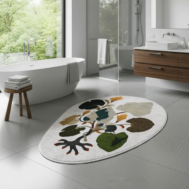 Water Flower – Floral Rug | 3 × 3.5 ft | Bathroom