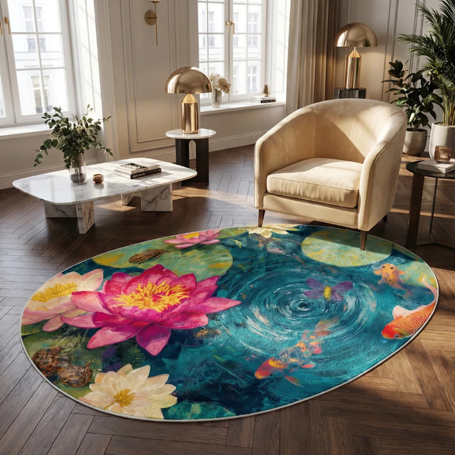 Whispering Koi – Koi Pond Style Rug | 6 x 4.5 ft | Living Room