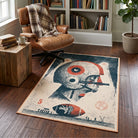 Stamp inspired rug living room