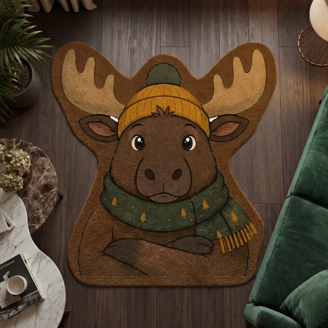 Wool Against Winter – Irregular Deer Style Rug | 5 x 5.5 ft | Living Room