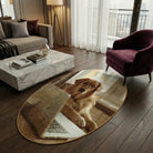 Reading dog rug living room