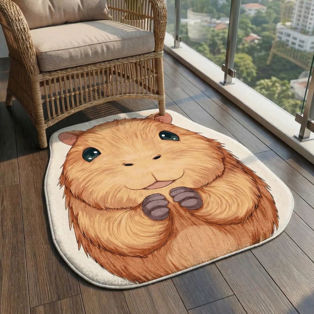 Irregular capybara rug patio balcony