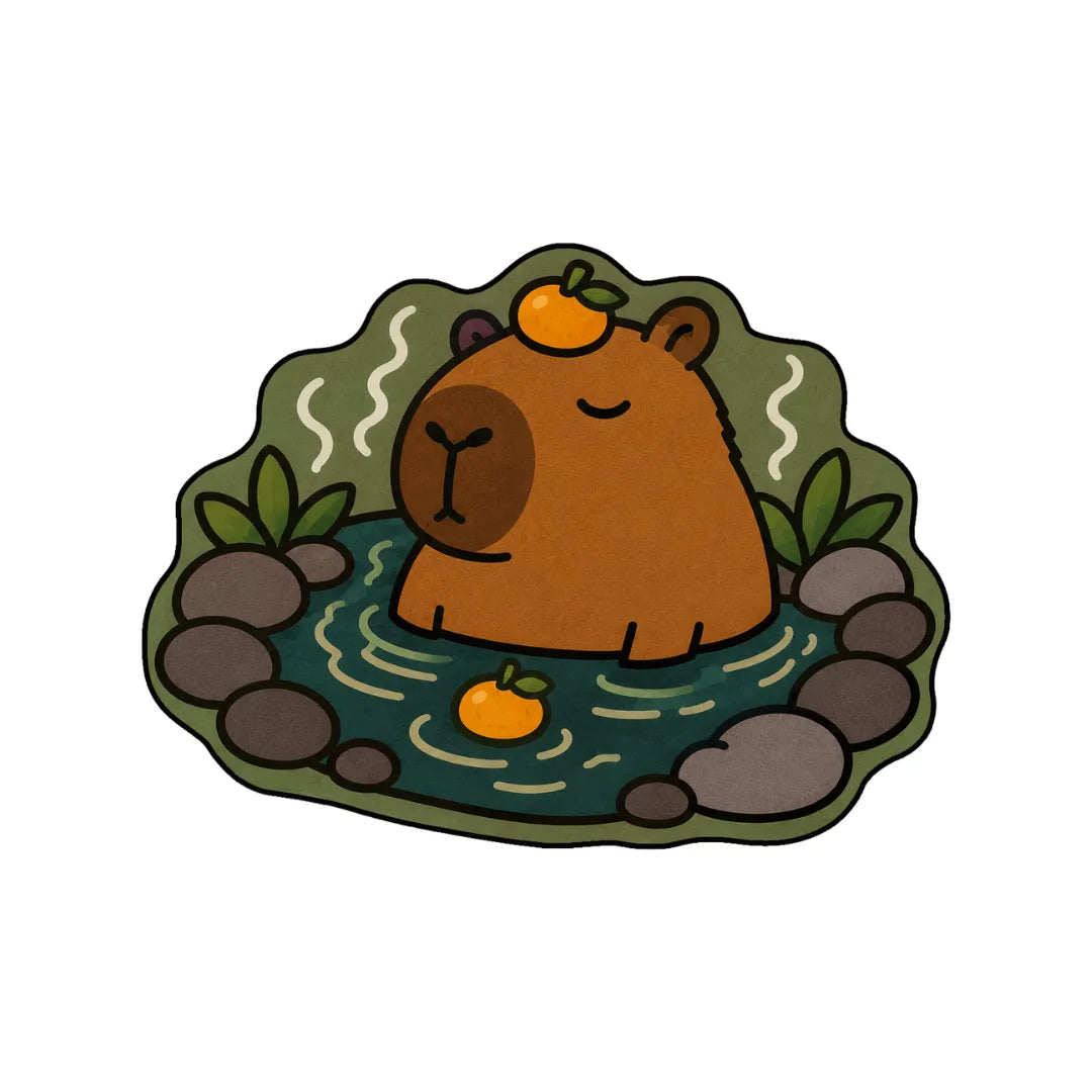 Irregular capybara rug bathroom