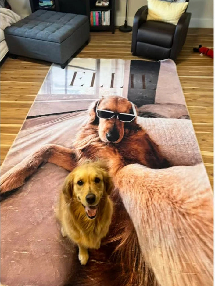 Personalized custom dog photo rug with multiple pet photos
