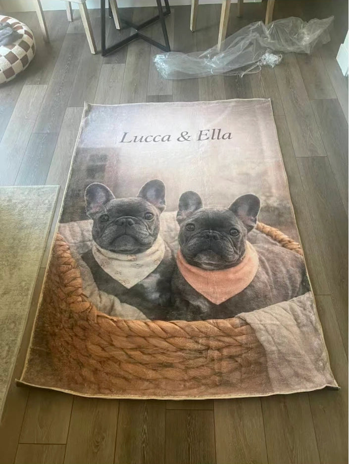 Custom pet rug made from dog and cat photos for home decor