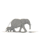 Minimal hand-drawn illustration of a mother elephant walking ahead of her baby, symbolizing protection, love, and quiet strength.