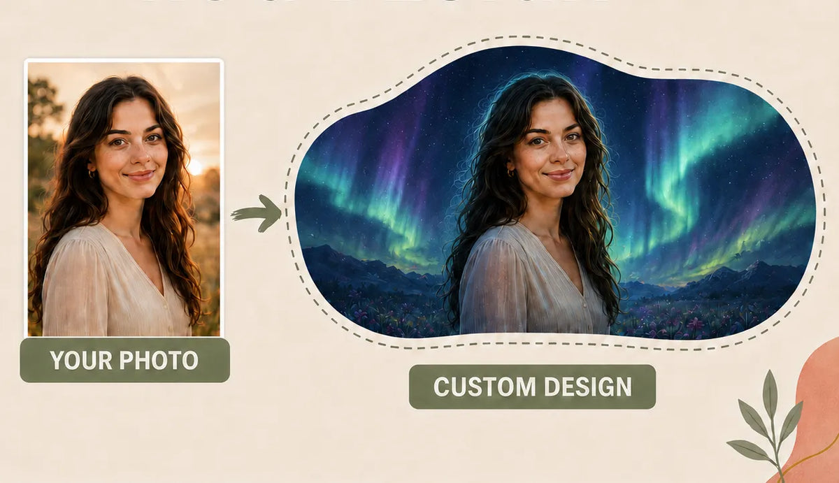 From photo to Aurora background organic pebble design