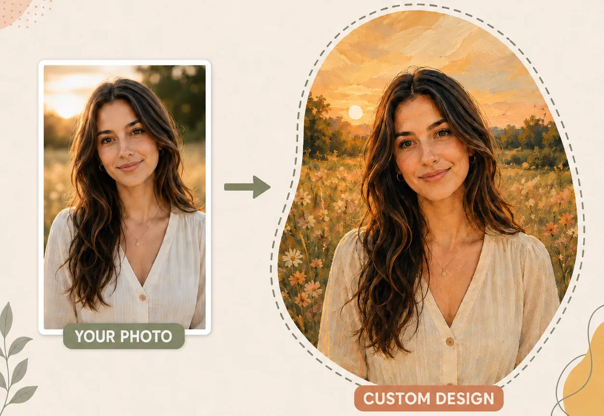 From photo to flower meadow background organic pebble design